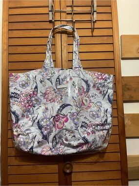 Floral Print Tote Bag – Light Blue and Pink